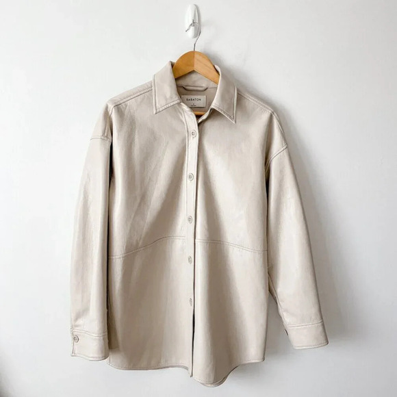 Aritzia Babaton Pelli Faux Leather Vegan Shirt  Jacket Size Small - Picture 5 of 9